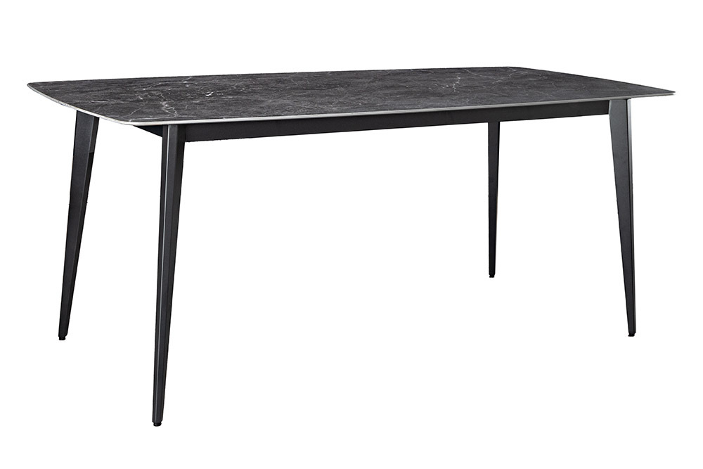 Moderner Esstisch MILANO 160cm anthrazit Keramik schwarze Metallbeine
