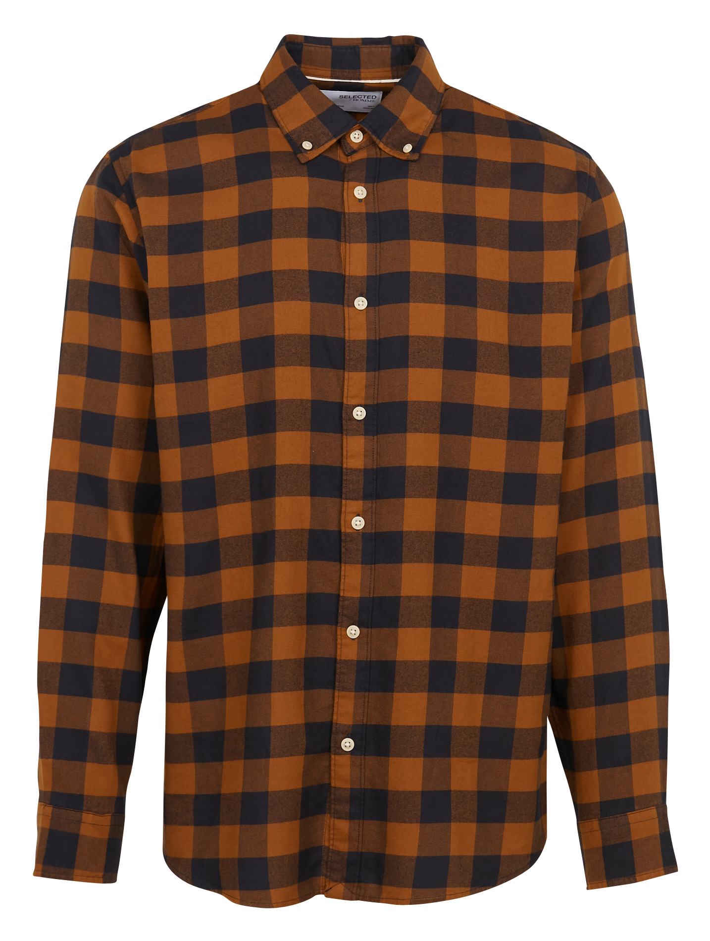 Chemise col classique regular-fit en coton | Marron