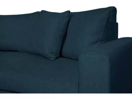 Canapé d'angle 3 places Maria réversible, convertible avec coffre en tissu - Bleu - L227 x P146 x H81cm - Loungitude