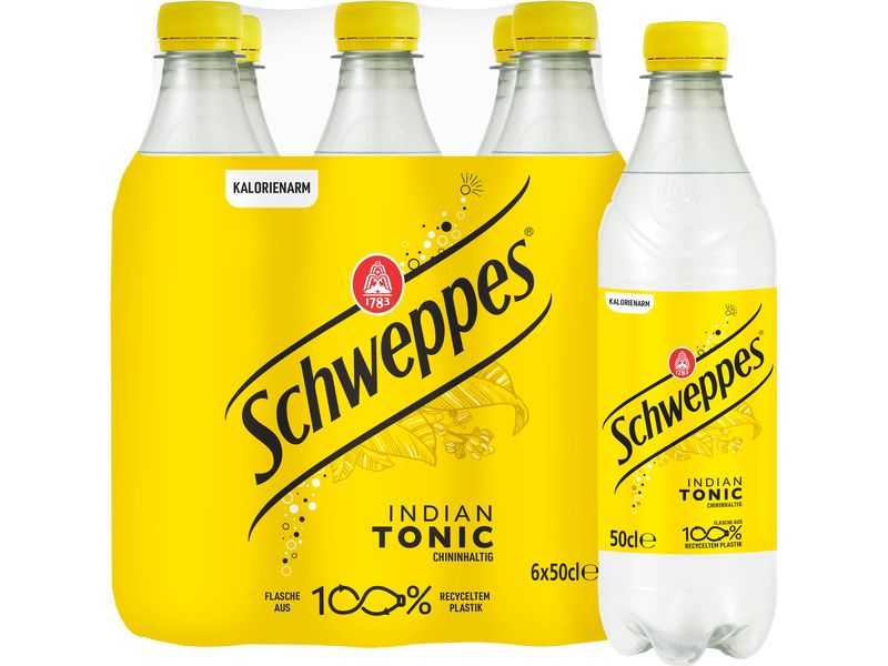 Schweppes Soft-Drinks Indian Tonic 6 x 0.5 l Prickelndes Erfrischungsgetränk mit Kohlensäure