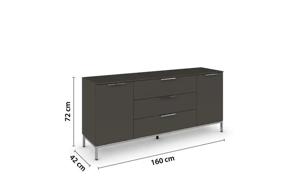 Sideboard Graphit Front: Dekor, Oberboden: Dekor verchromt