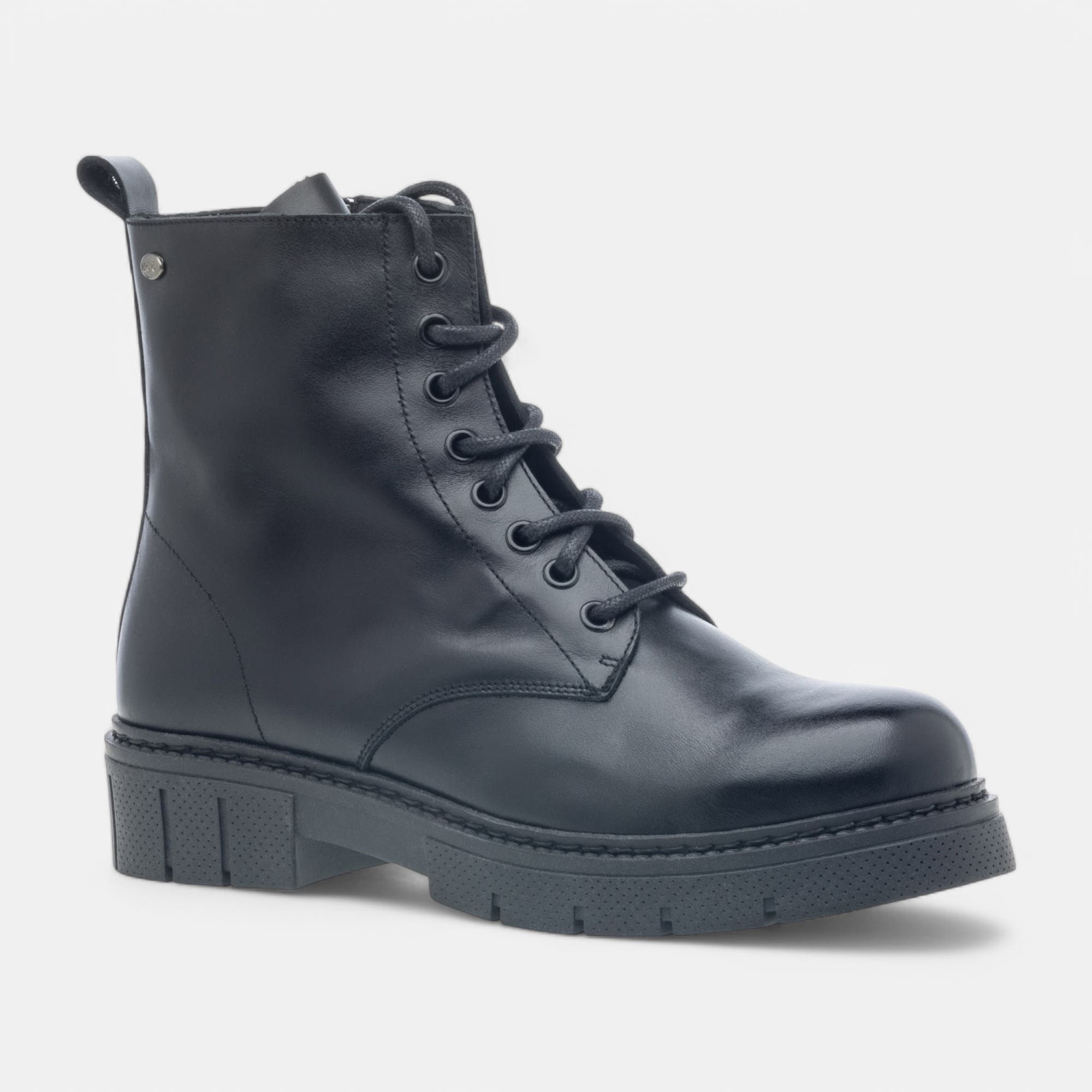 Bottines à lacets Femme en cuir noir