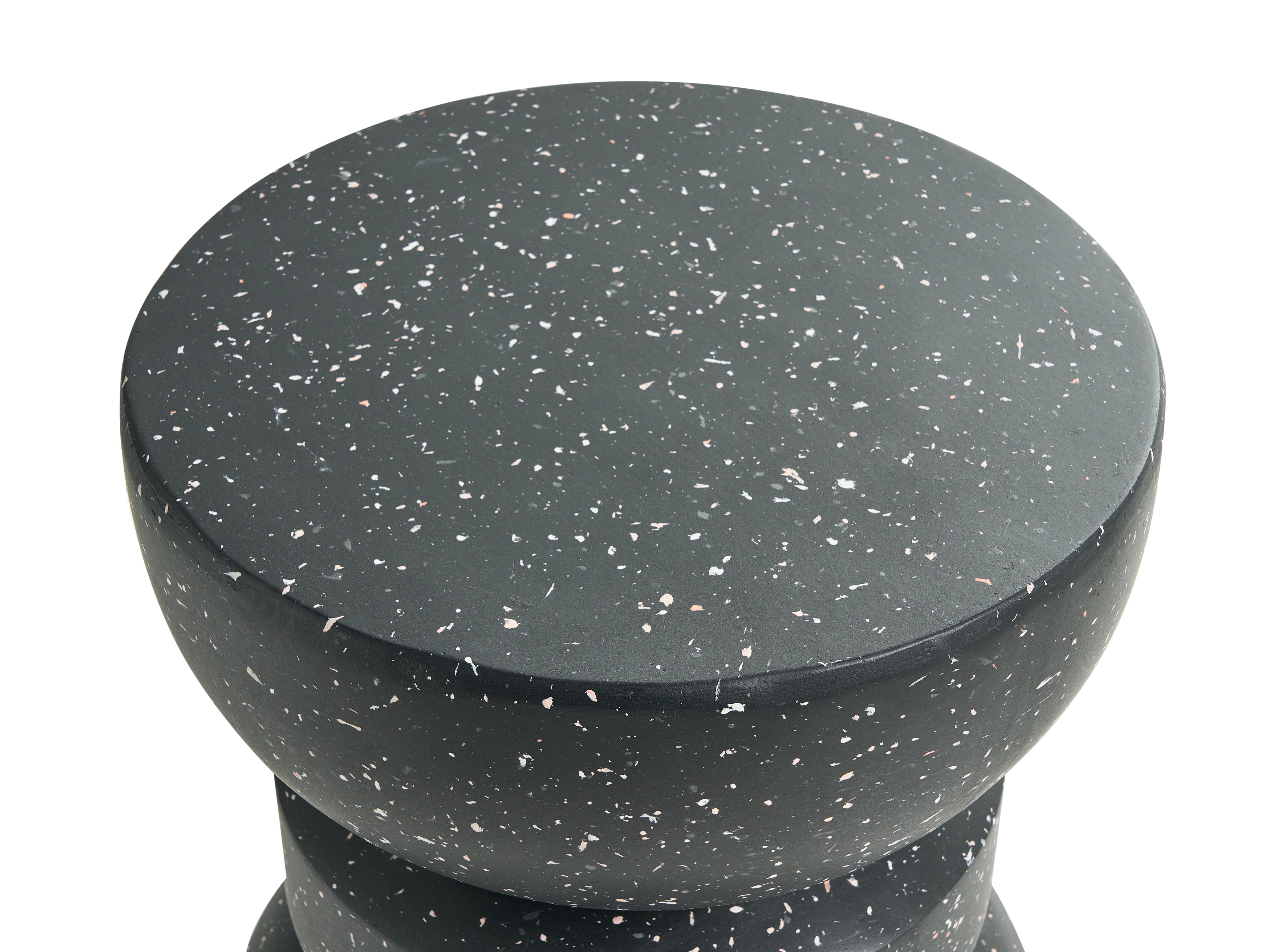 Bijzettafel FALIRO 37 cm 37 cm Terrazzo-effect Zwart terrazzo