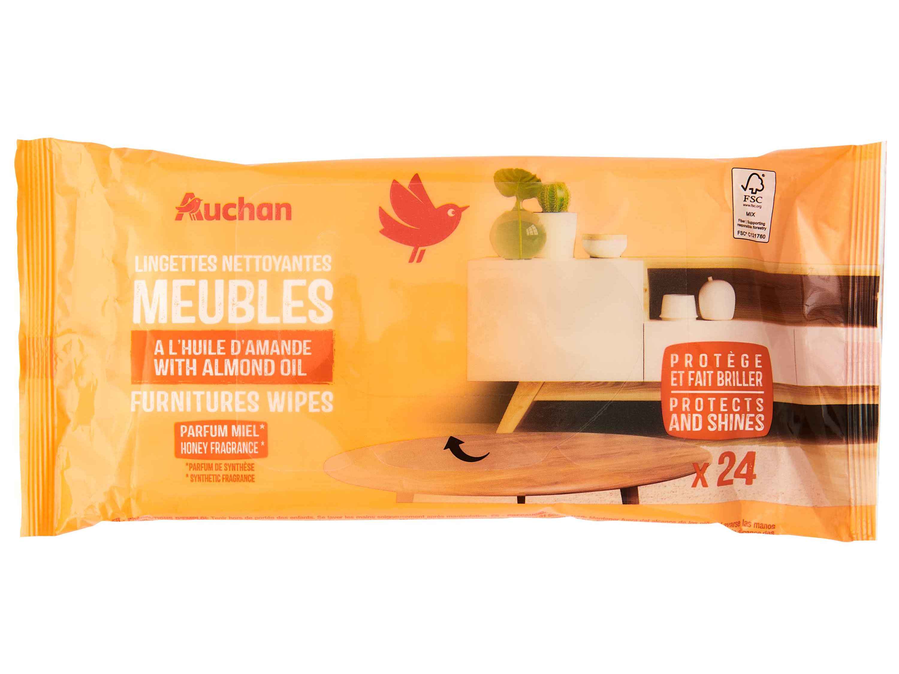 TOALHITAS HÚMIDAS AUCHAN LIMPA MÓVEIS 24UN