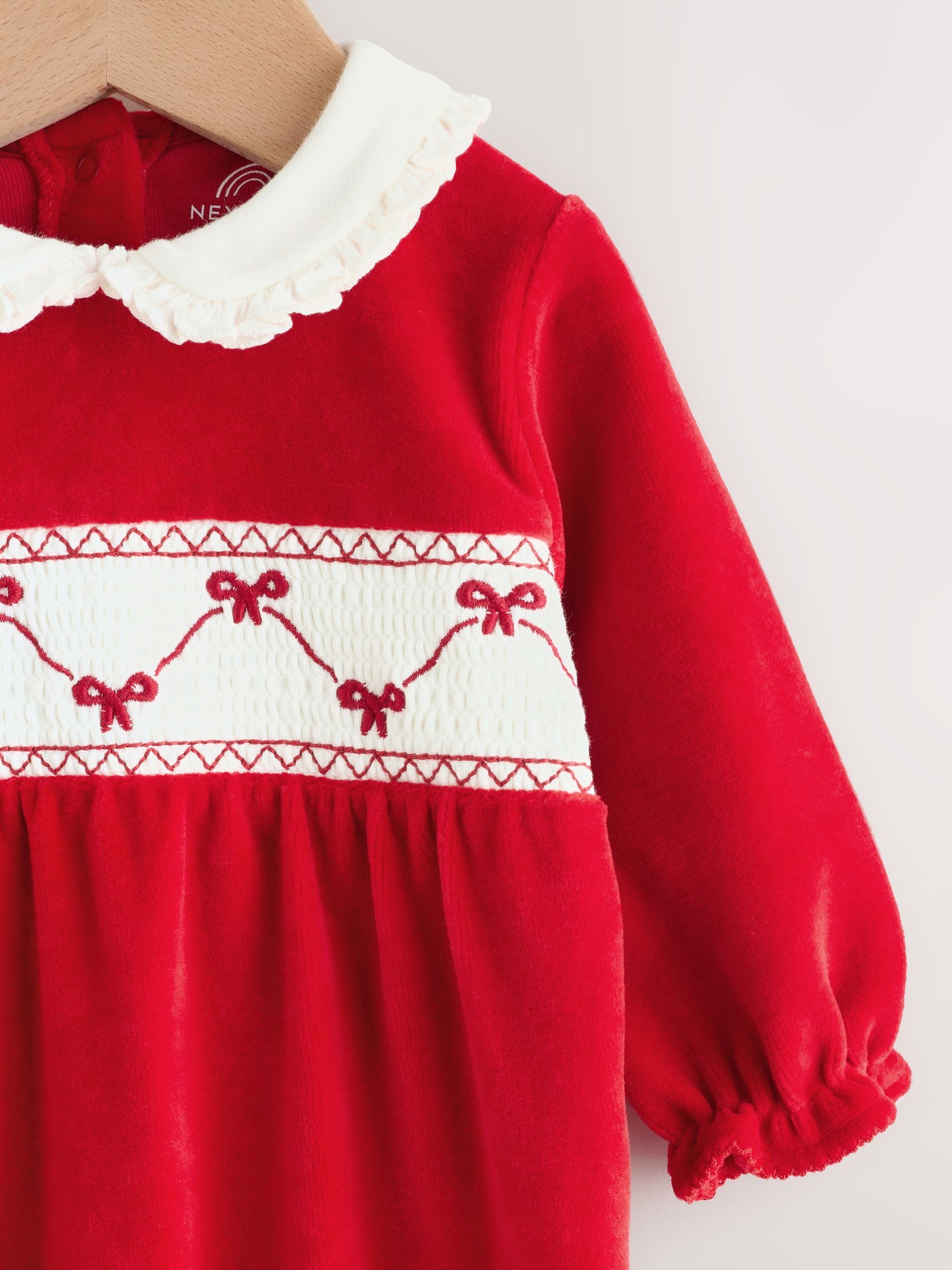 Rode strik - Velours babypyjama (0mnd-2jr)