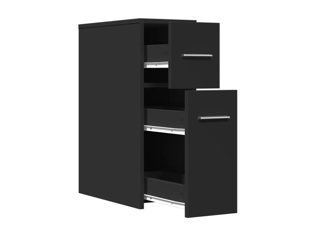 Armoire de salle de bain étroite avec roulettes noir