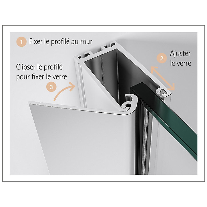 Paroi de douche à l'italienne Schulte New Style transparent profilé noir mat 90 cm