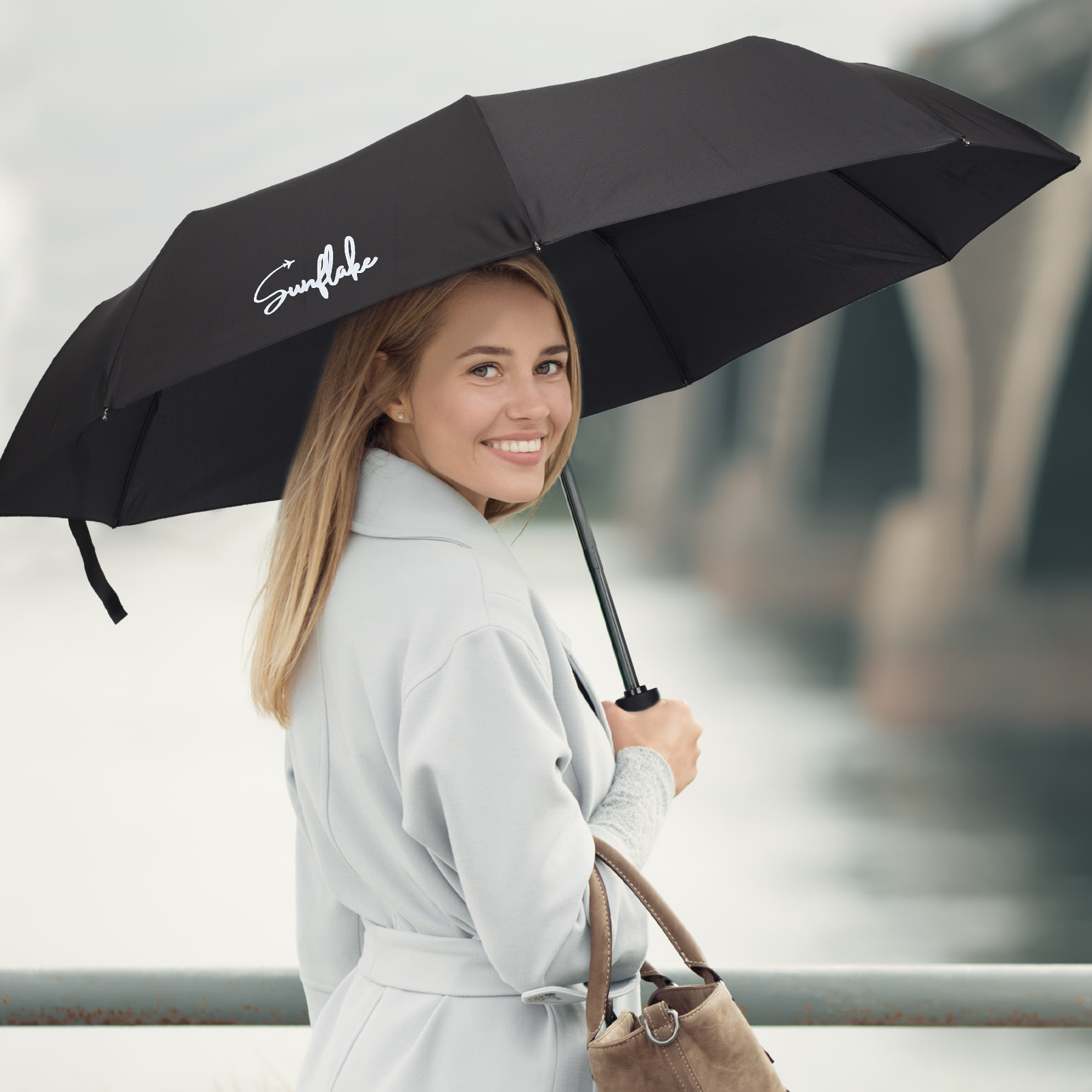 Sunflake opvouwbare stormparaplu - Black