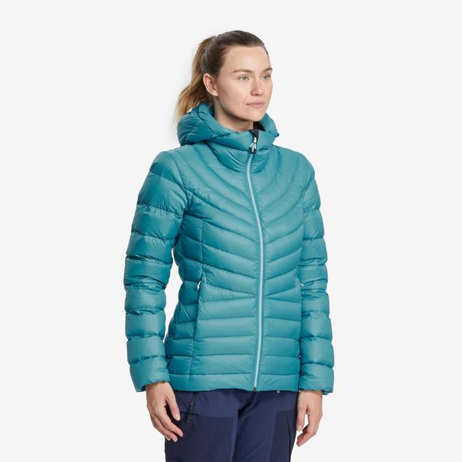 Decathlon Forclaz - Jaqueta puffer feminina com capuz Forclaz MT500