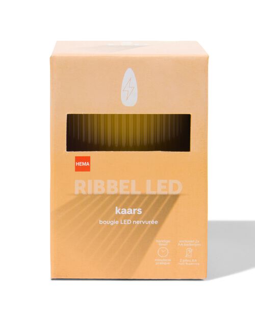 bougie nervurée LED avec cire Ø7.5x10 jaune ocre