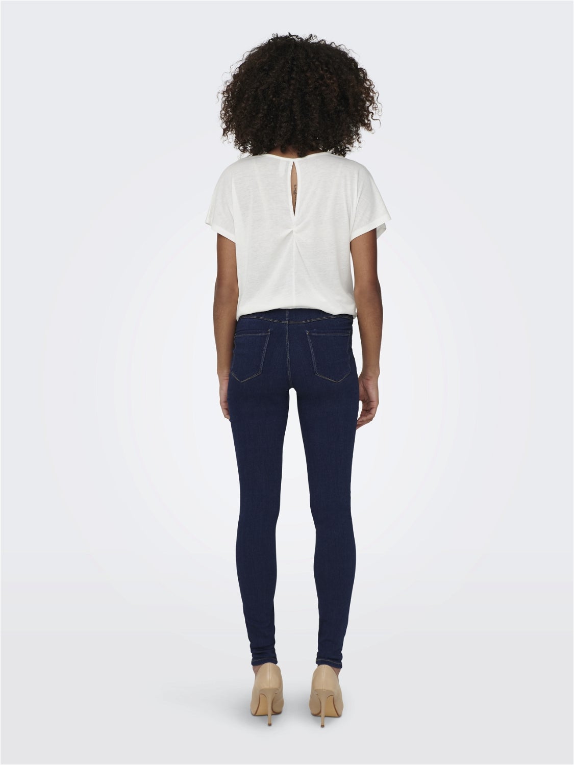 OLMRAIN Mittlere Taille Skinny Fit Jeans Dark Blue Denim