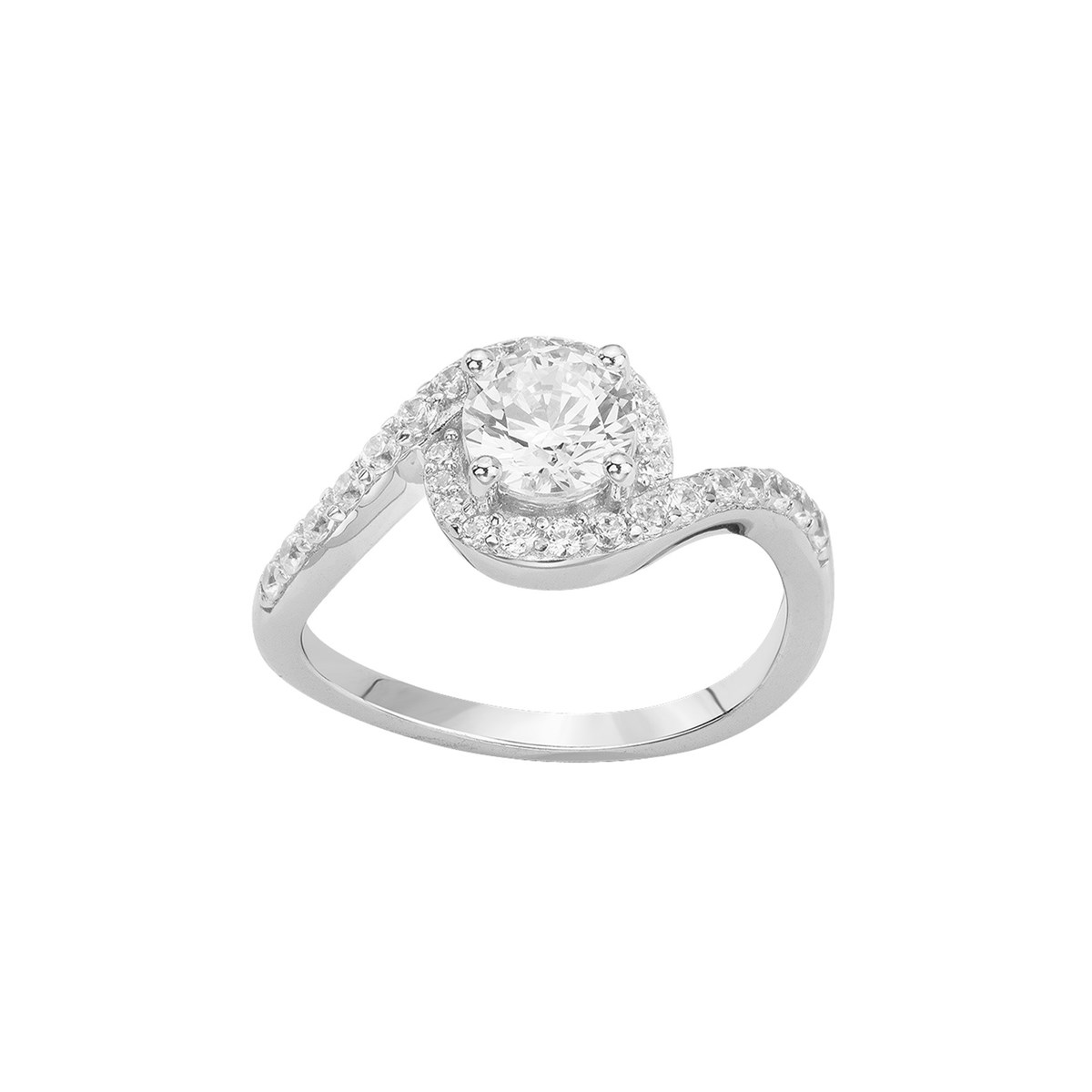 Bague en Argent avec oxyde de zirconium blanc