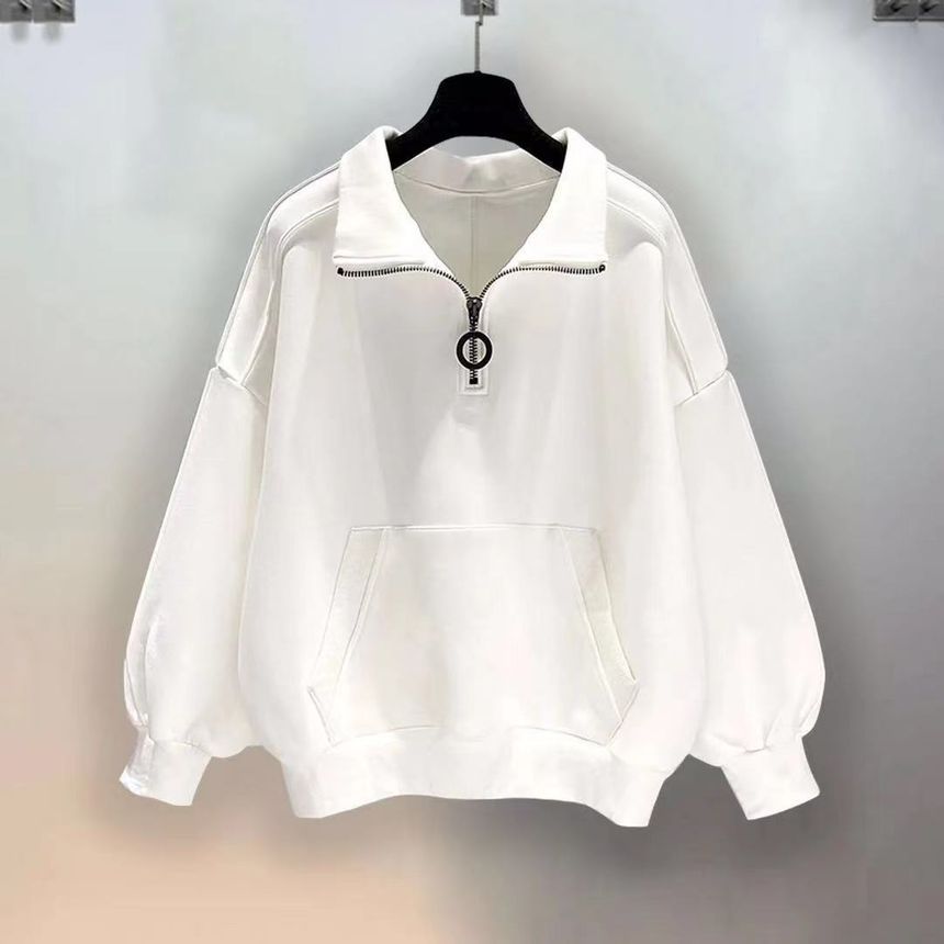 GRAYCIOUS - Sweatshirt met semi-hoge hals en semi-ritssluiting