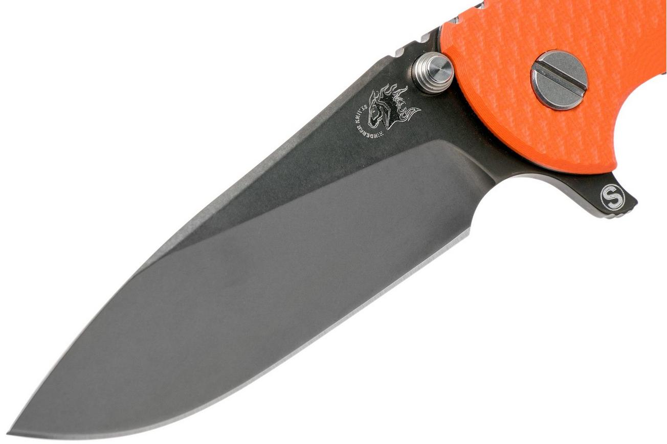 Rick Hinderer XM18 3,5” Skinny Slicer Black DLC, Orange G10