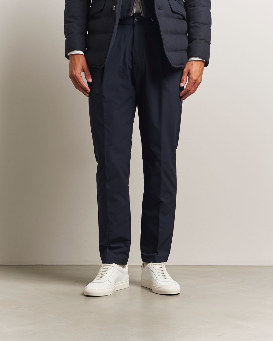 Herno Pleated Technical Cotton Trousers Navy