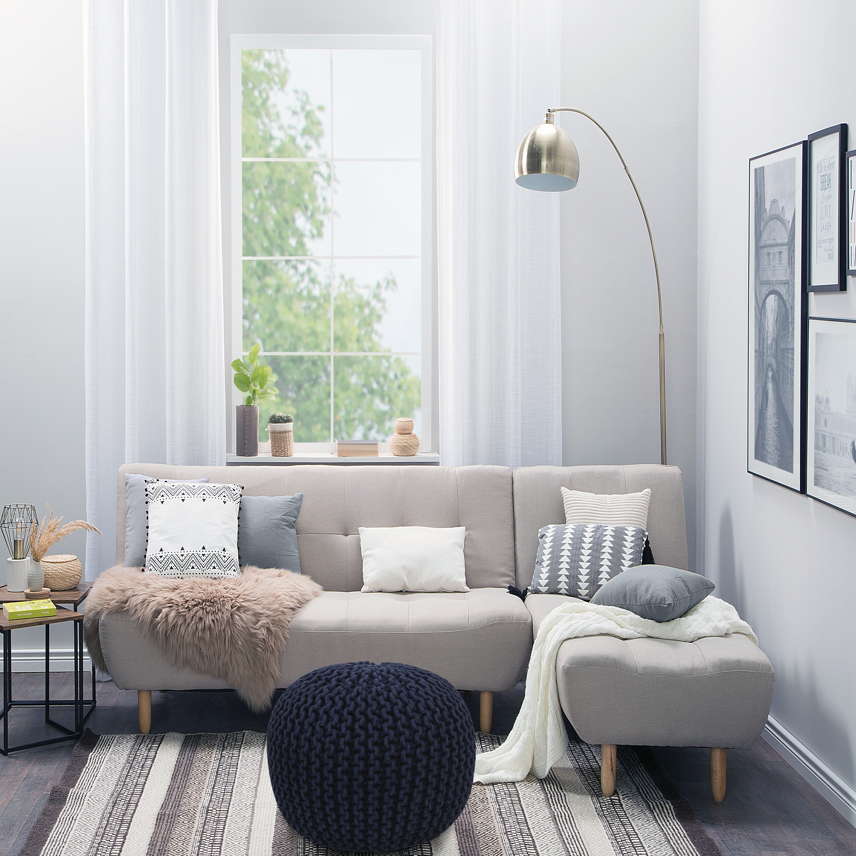 Pouf RAMILA dunkelblau