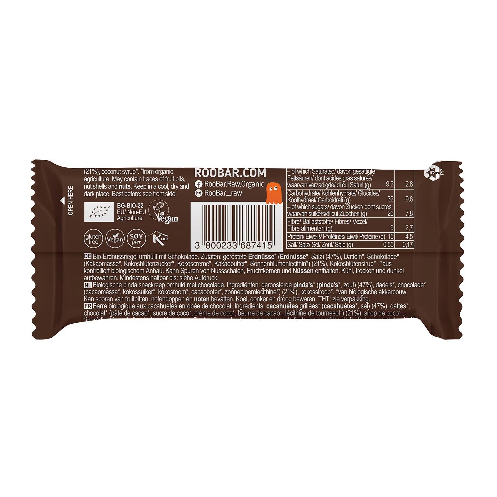 RooBar Schoko Erdnuss Riegel
