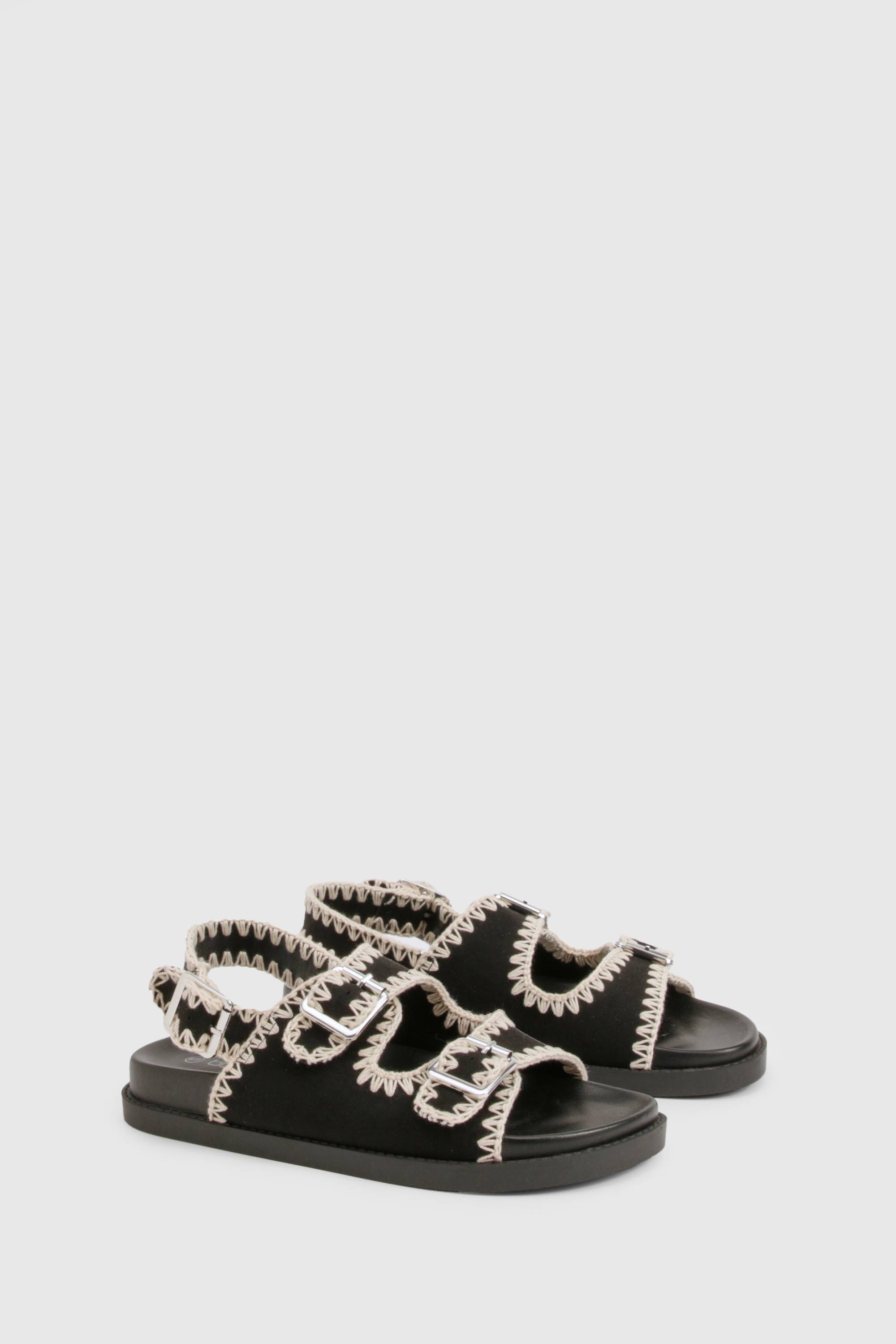 boohoo Sandales Dad tissées à surpiqûres contrastées