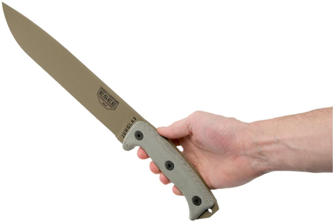 ESEE Junglas Dark Earth, JUNGLAS-DE survivalmes kydex schede   MOLLE-back