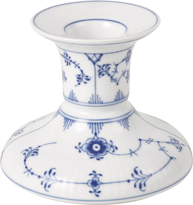 Royal Copenhagen Musselmalet Riflet Lysestage, 7,5 cm Hvid