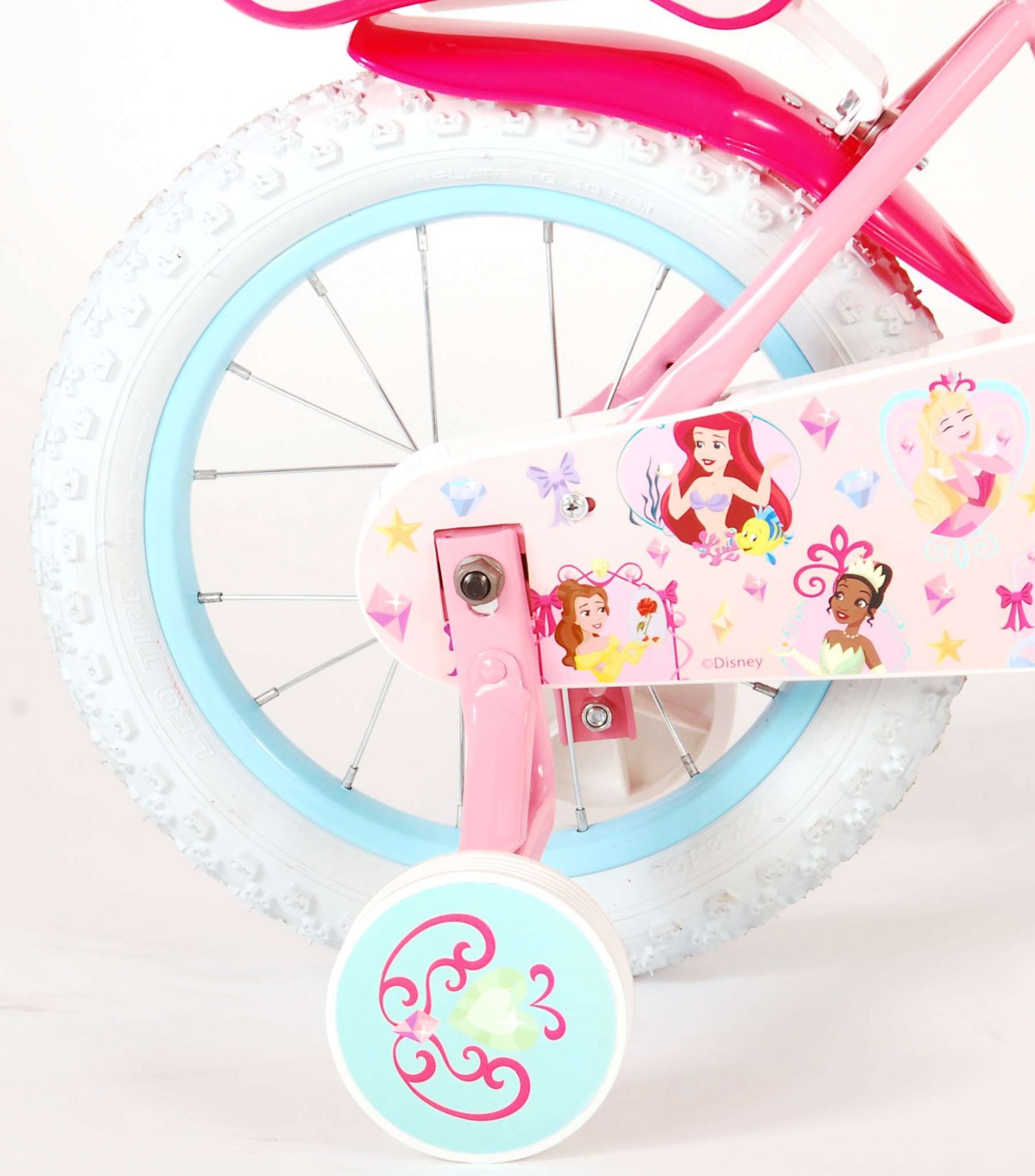TPFSports Disney Princess Kinderfahrrad - Mädchen - 14 Zoll - Rücktritt + Handbremse - Pink