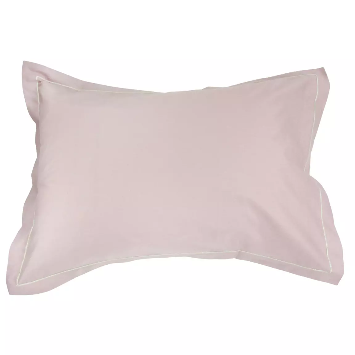 Taie d'oreiller rectangulaire coton Félicie Rose clair ruban