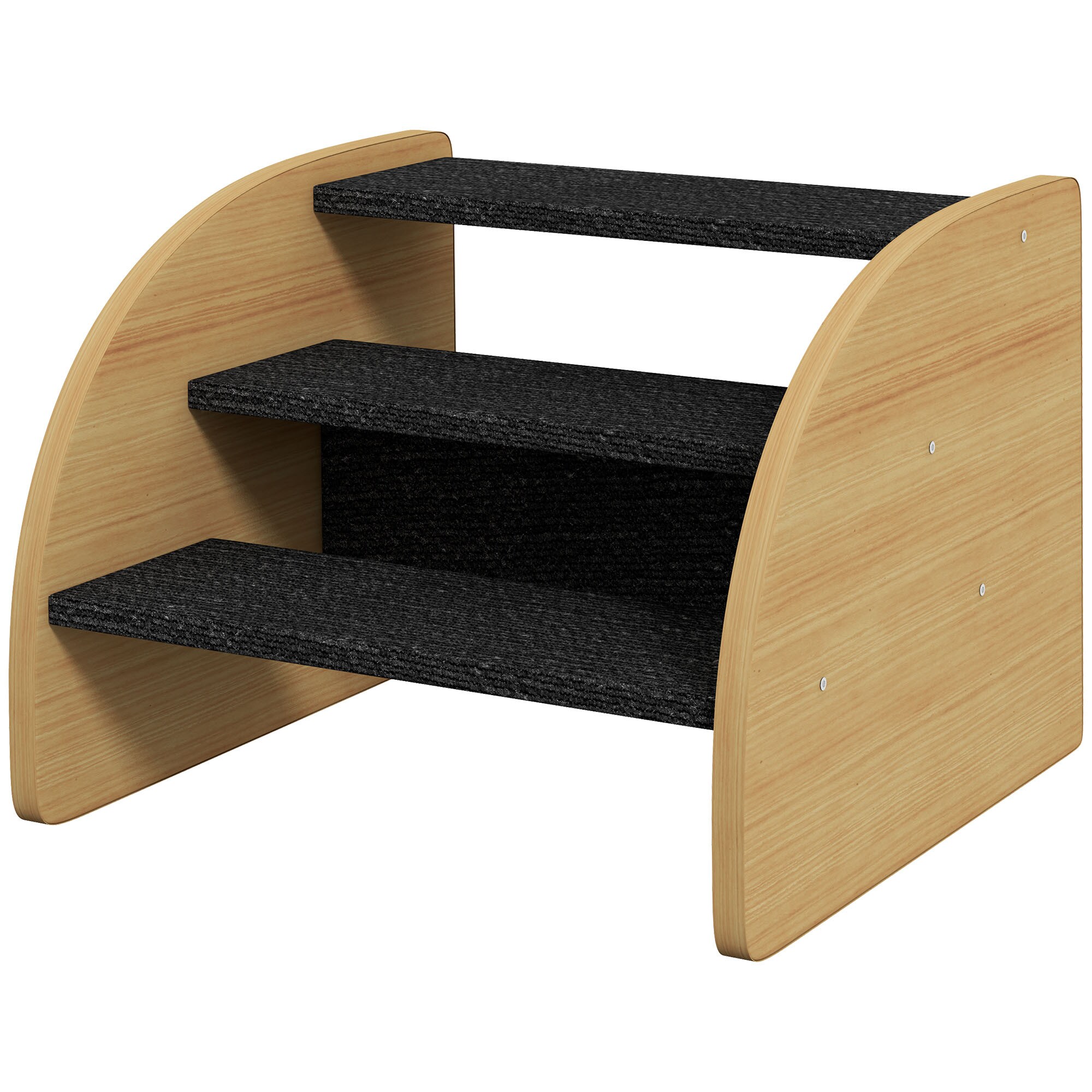 PawHut Hundetreppe mit 8-9,5 cm Treppenstufenerhöhungen natur, schwarz 38,5L x 38,5B x 30H cm