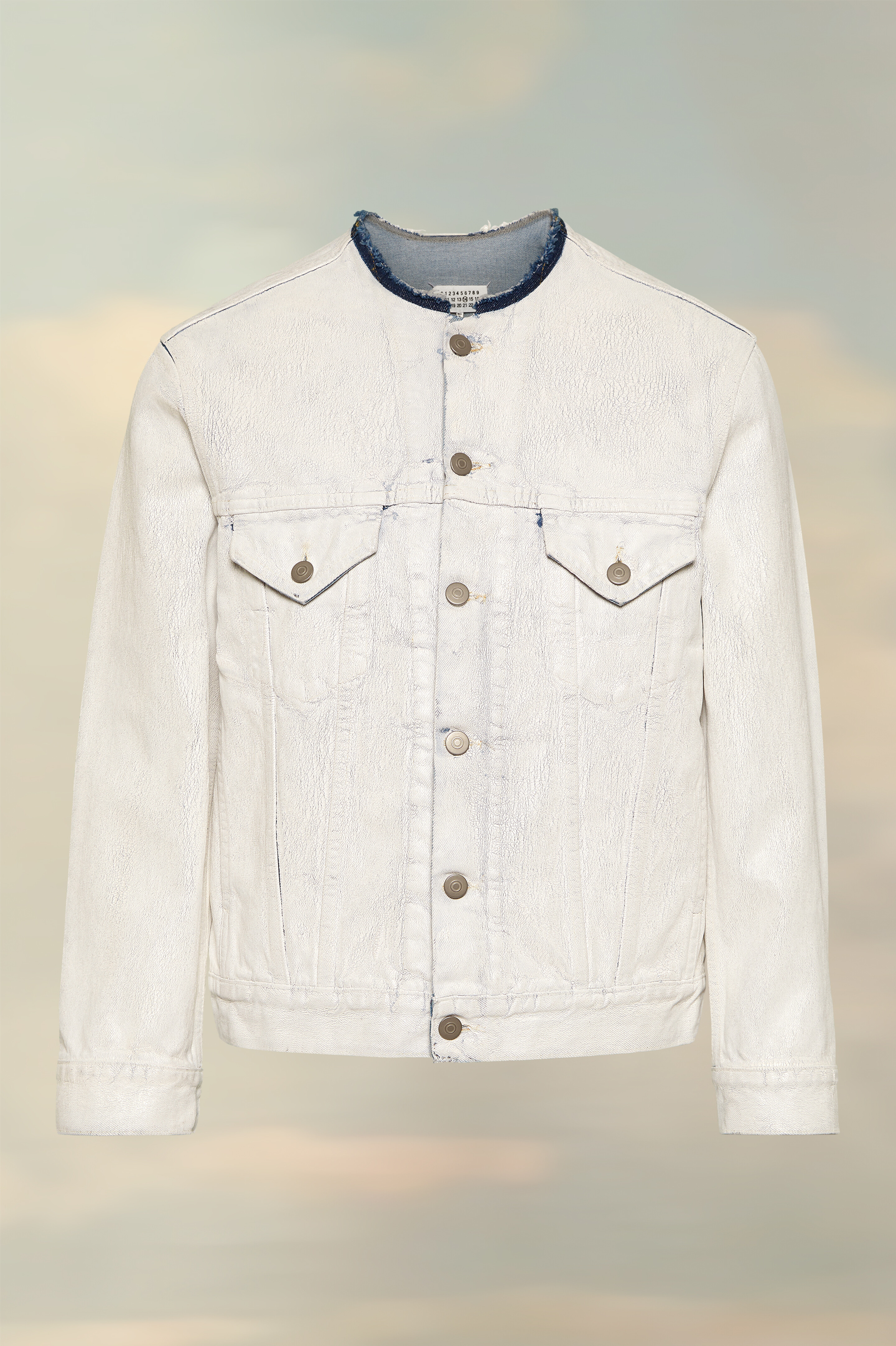 Veste sans col en denim