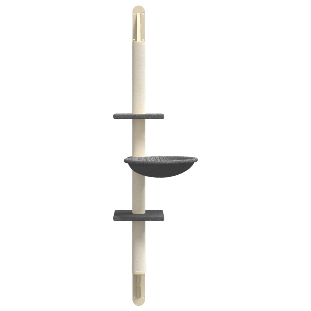 Arranhador de parede para gatos vidaXL, cinza escuro, 142,5 cm