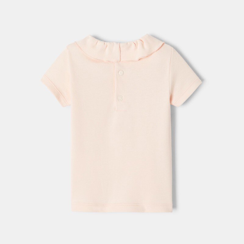 T-shirt à col collerette manches courtes en coton bio rose naissance Absorba Rose
