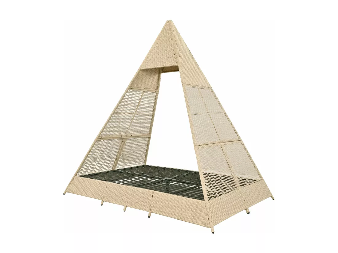 Tente en rotin, d231cm×h231cm, gris