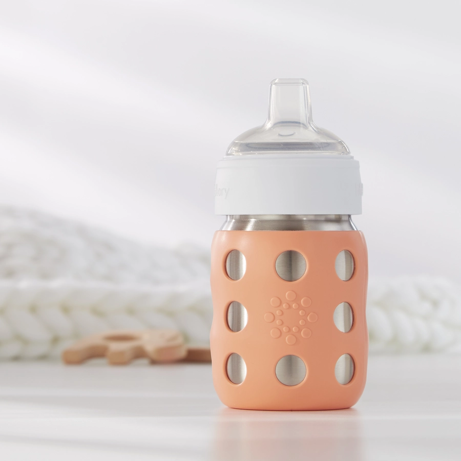 lifefactory Baby-Weithalsflasche 235 ml mit Soft Sippy Cap, cantaloupe
