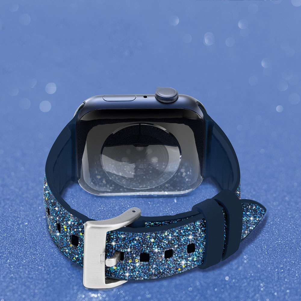 Apple Watch (42/41/40/38 mm) Silikon Glitzer Armband (Gelenkumfang: 170-210mm) - Blau