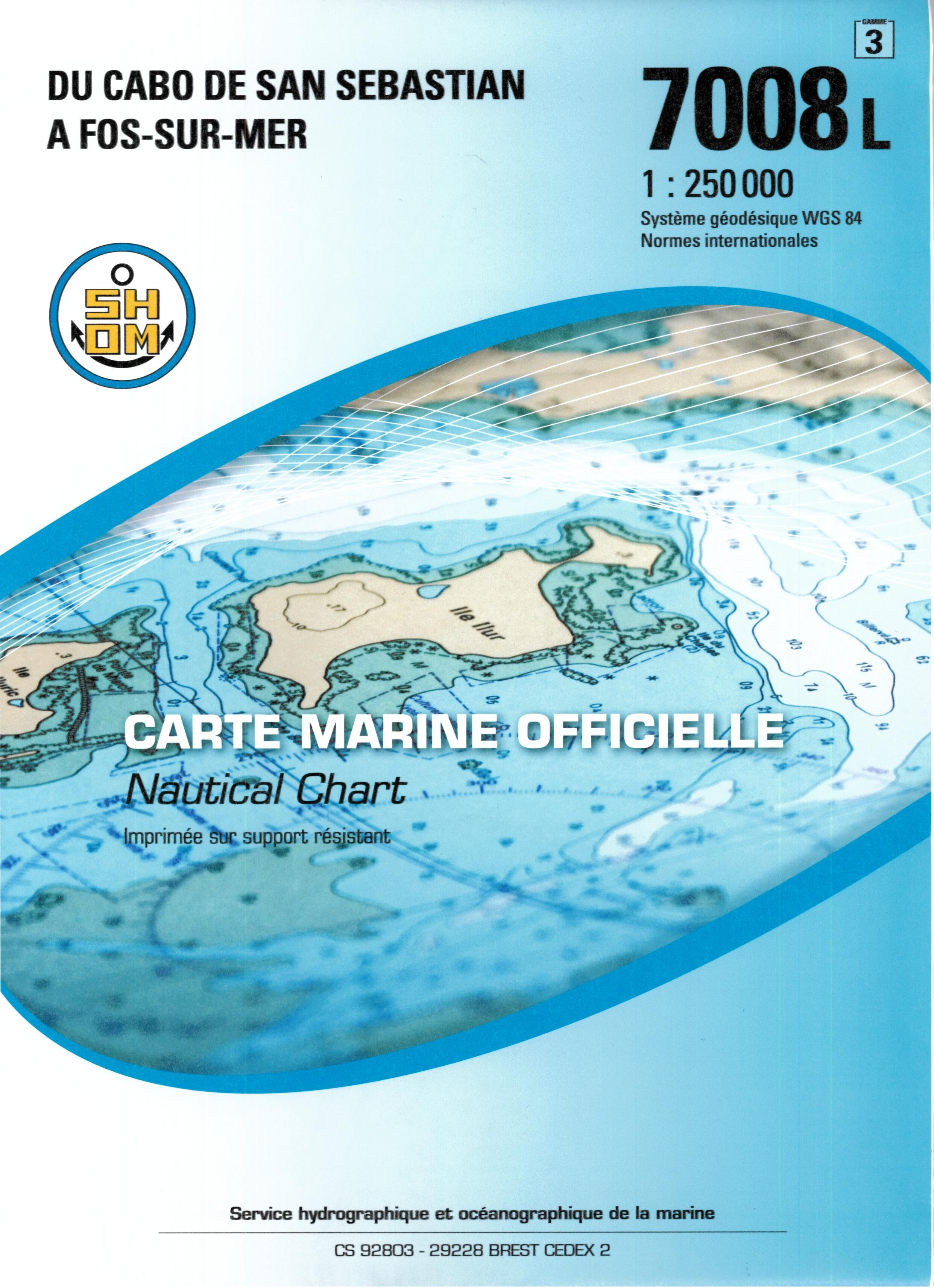 EPSHOM - 7008L DU CABO SE SAN SEBASTIAN A FOS SUR MER