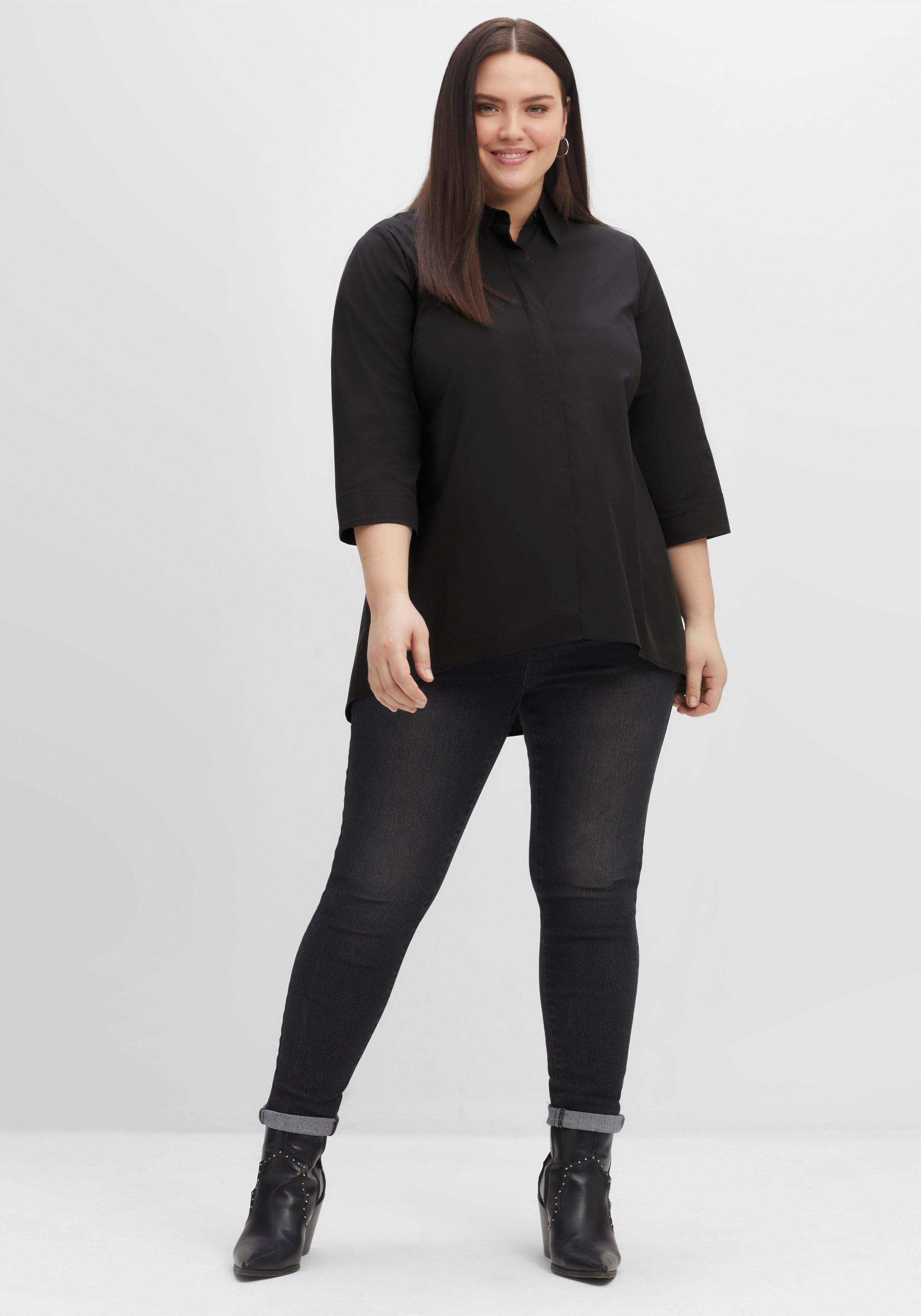Longbluse mit 3/4-Arm und längerer Rückenpartie