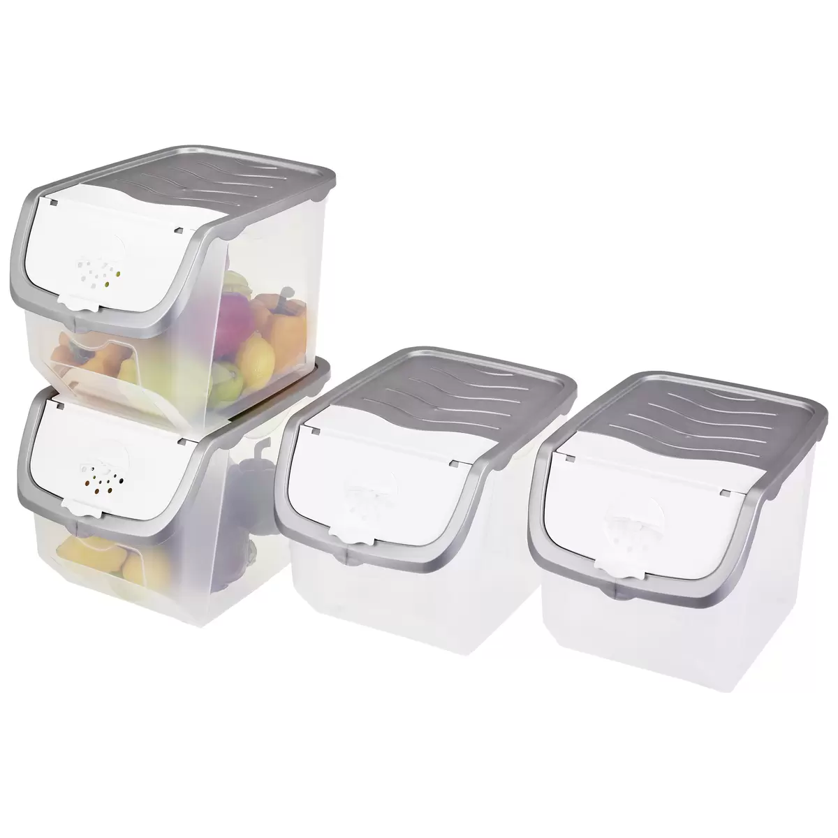 Box mit Klappdeckel Jan Homezone transparent,grau