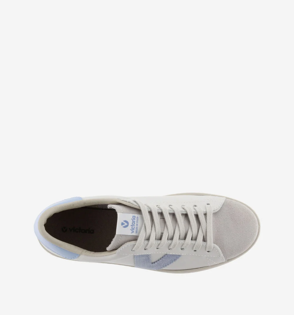 BERLÍN CUIR & CUIR FENDU Baskets blanches unisexes en cuir CELESTE
