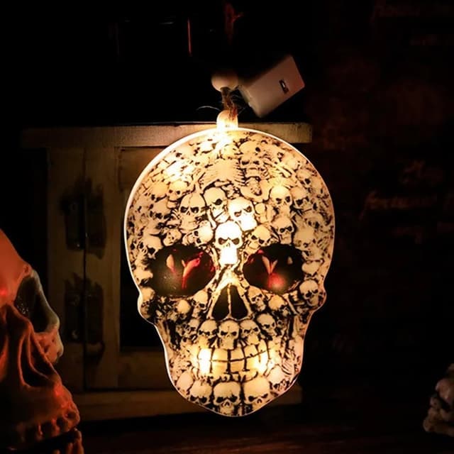 Halloween hængende LED-lys Skull Party Decor