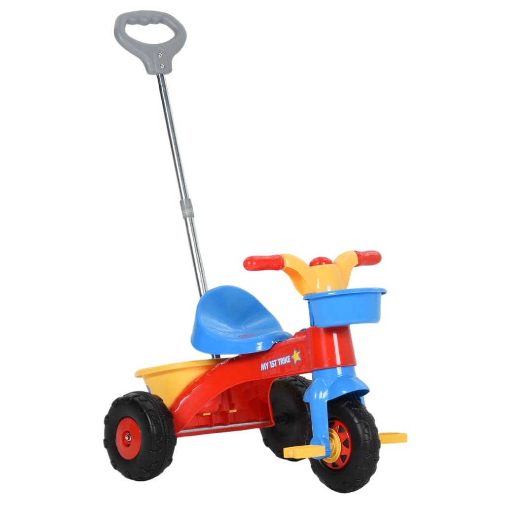 Triciclo com alça vidaxl para pais multicolorido
