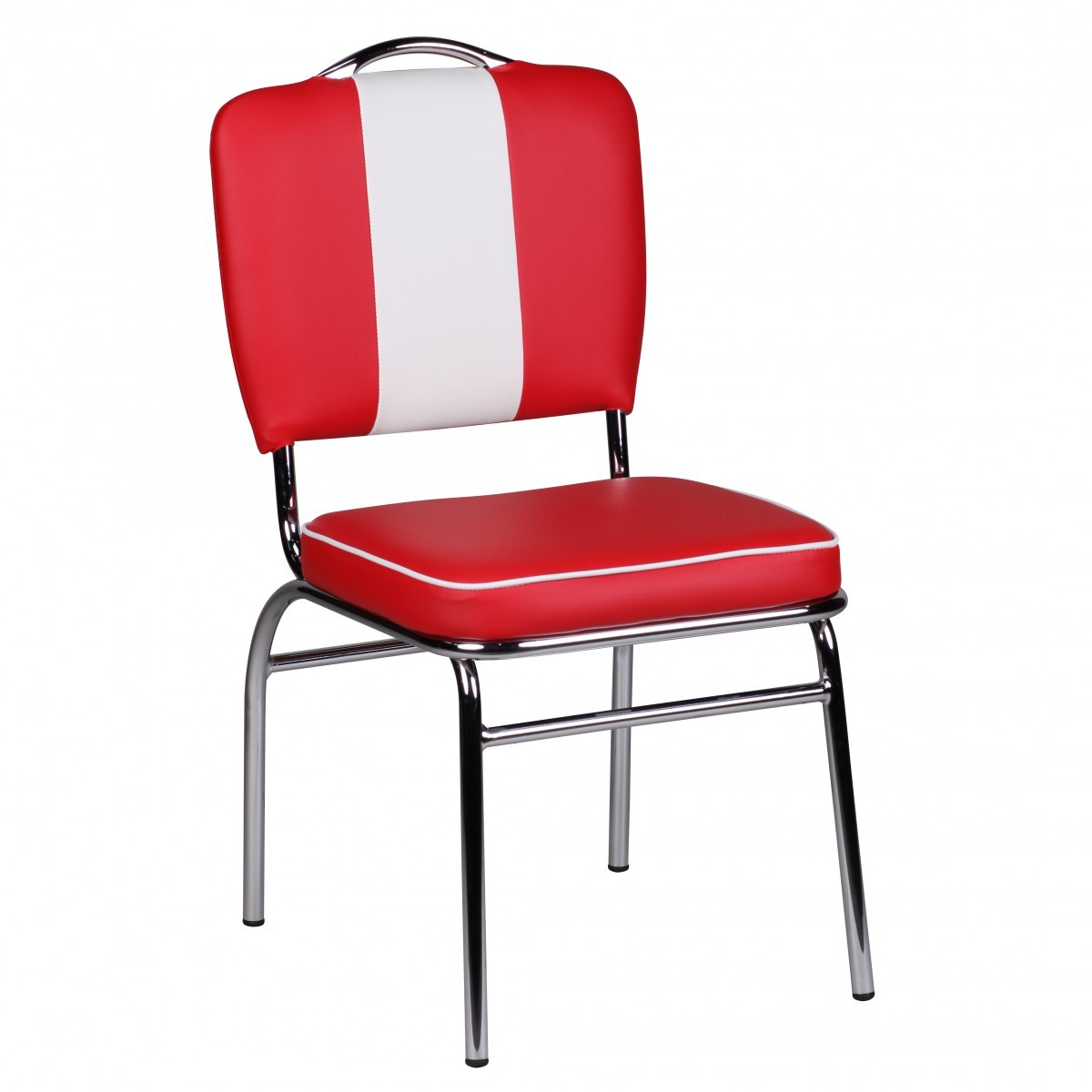 Polsterstuhl - rot-weiß - Lederoptik