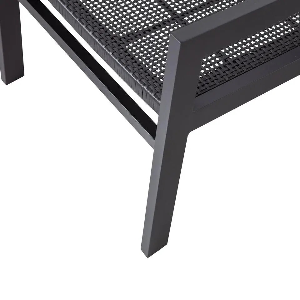 WOOOD Pem Tuin Fauteuils Armleuning - Aluminium - Zwart - Set van 2