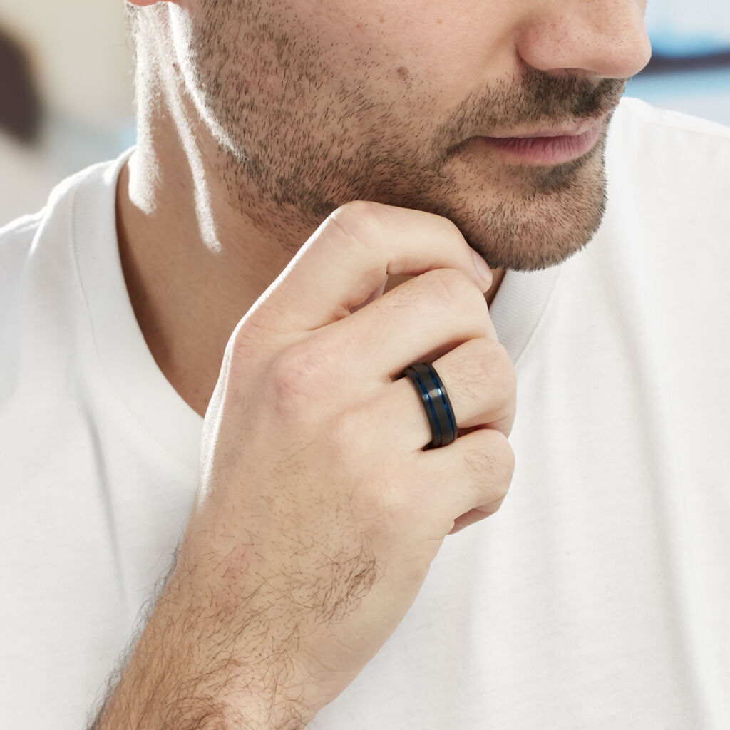 Bague Acier Bleu