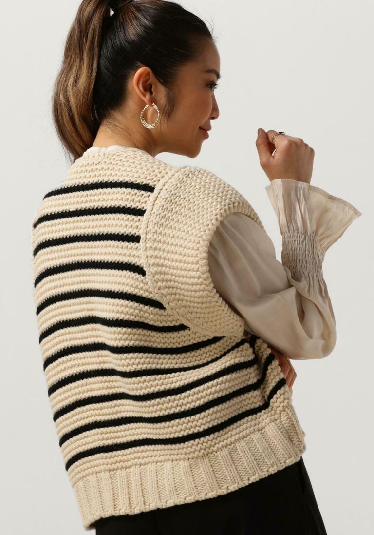 SUMMUM gebroken wit summum vest sleeveless cardigan chunky ribble knit