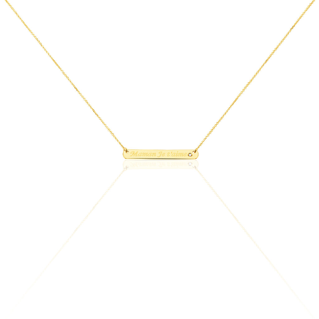 Collier Fania Message Or Jaune Oxyde De Zirconium