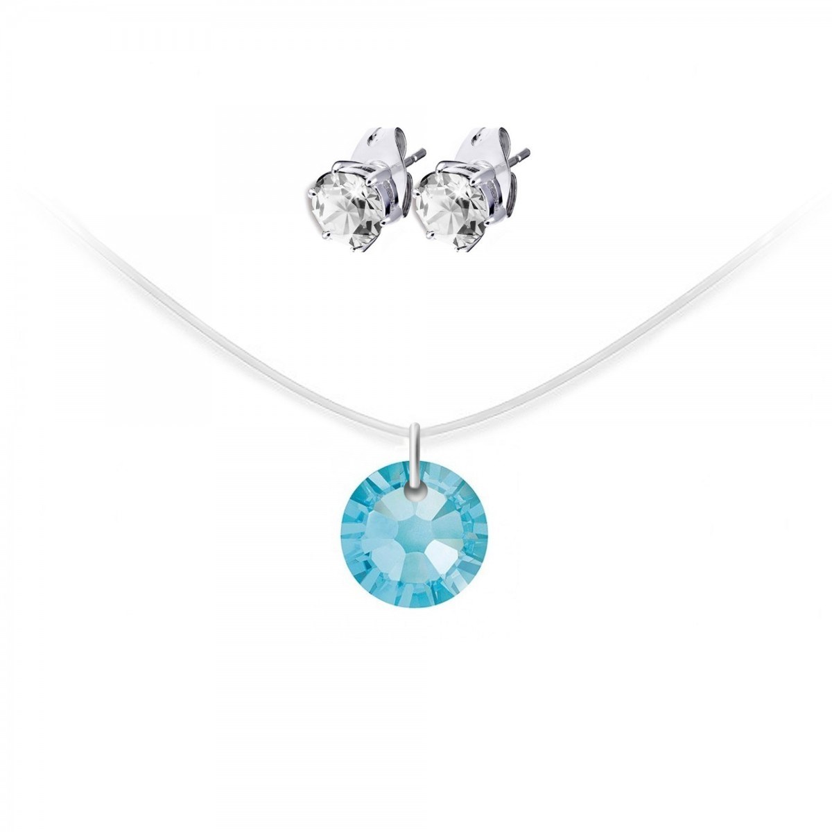 Collier nylon SC Crystal orné de Cristaux scintillants et ses boucles d'oreilles