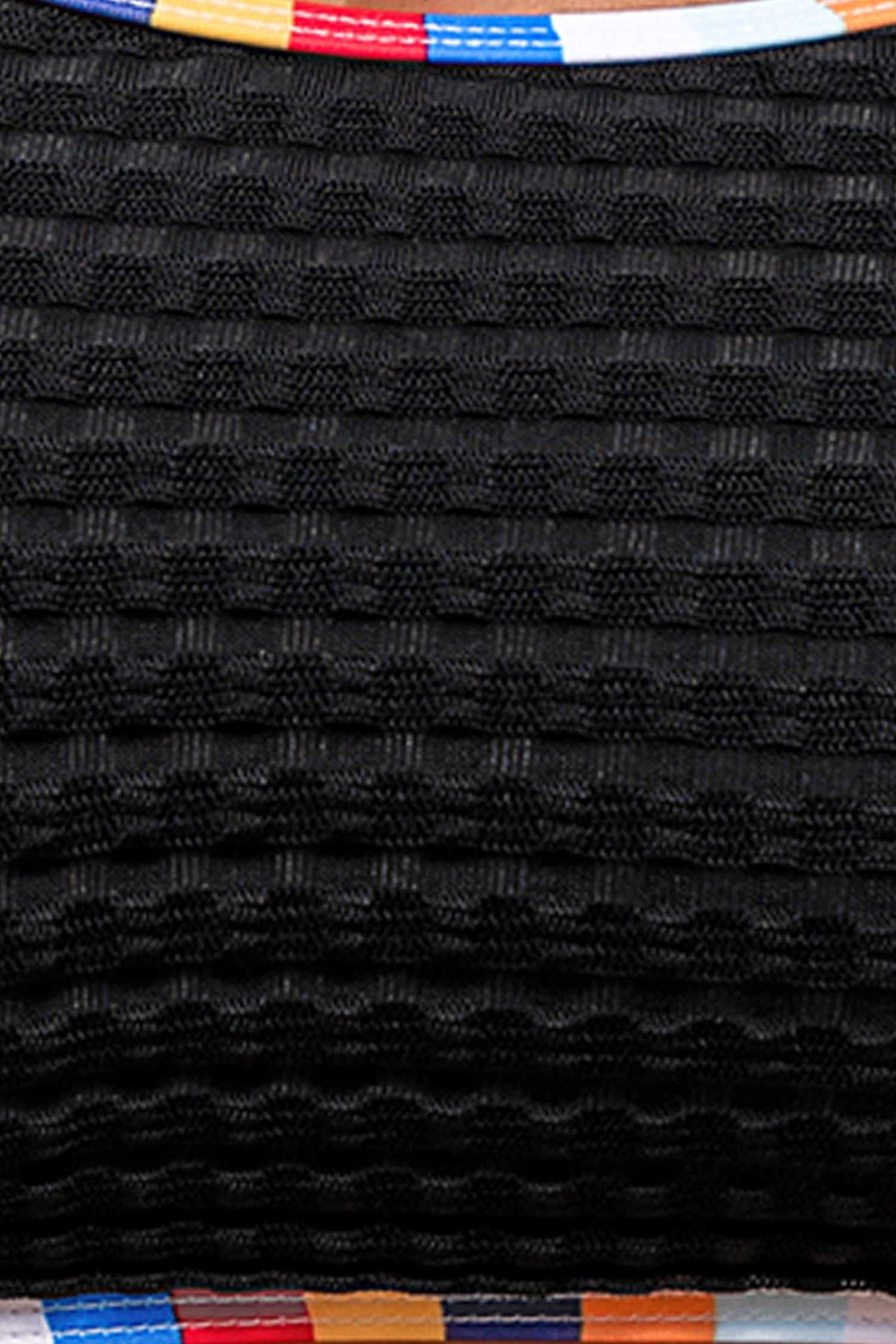 Bikini à col carré noir texturé et bas effronté
