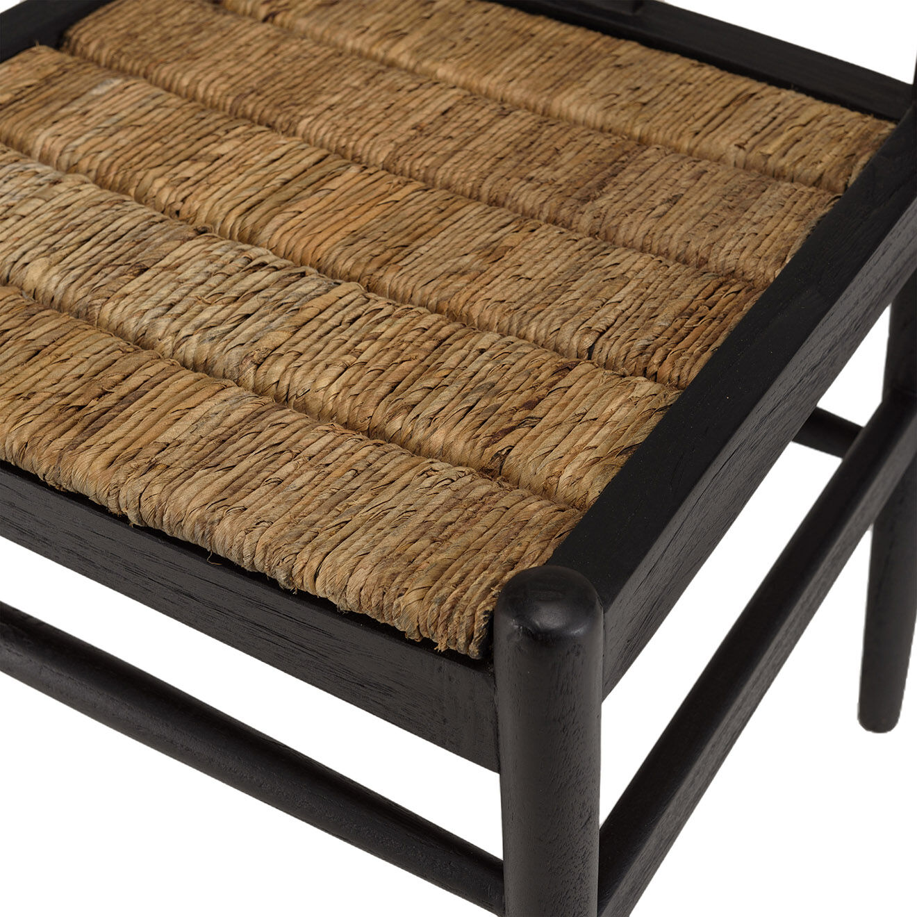 Macabane Chaise bois de teck recyclé dossier arrondi Sixtine noire/marron - 57.5x56.5x75 cm