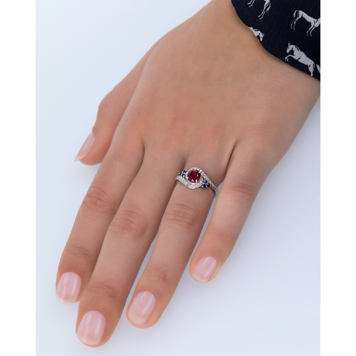 Bague ADEN Rubis Saphir et diamants sur Argent 925 2.702grs