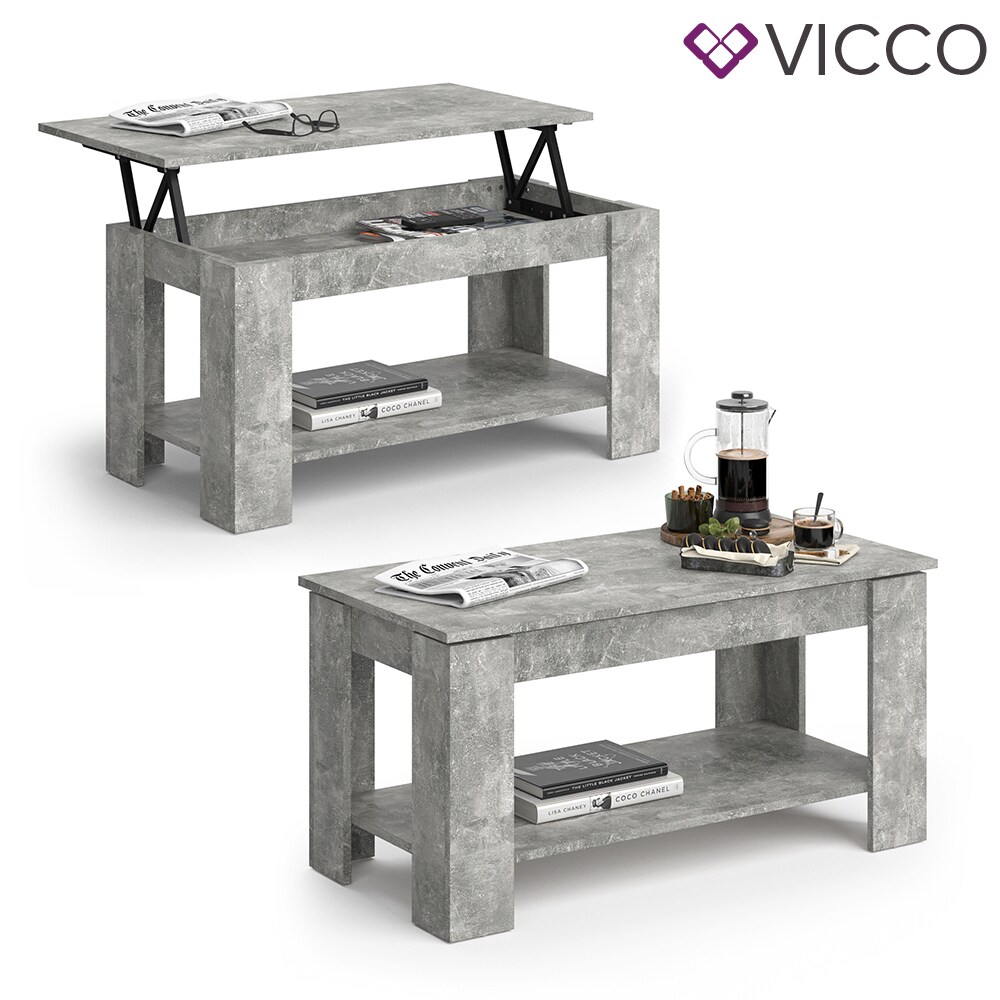 VICCO Couchtisch LORENZ beton höhenverstellbar Sofatisch Kaffetisch Wohnzimmer Tisch