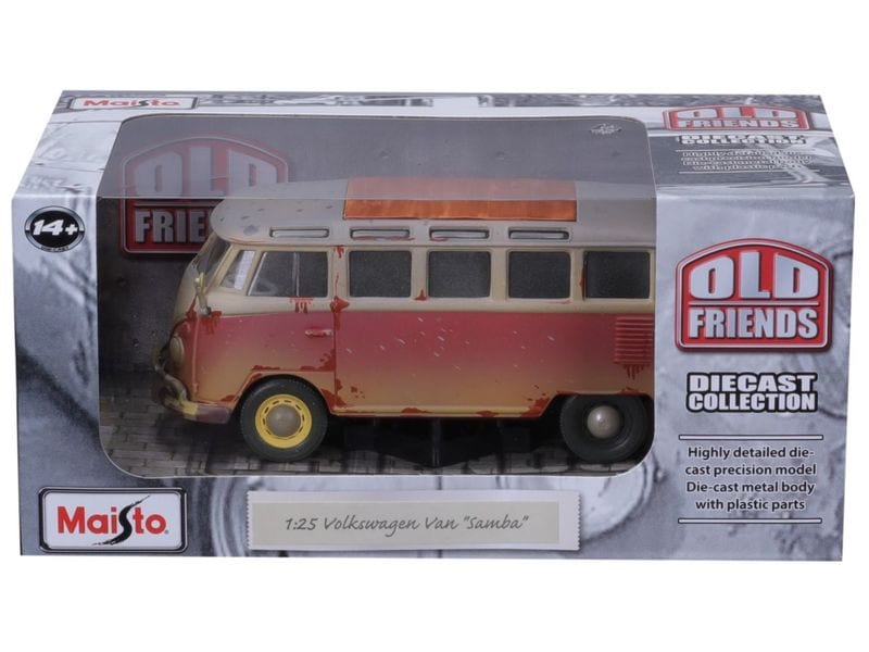 Maisto VW Van Samba Old Friends 1:24, Rot Sammlermodell im Massstab 1:24